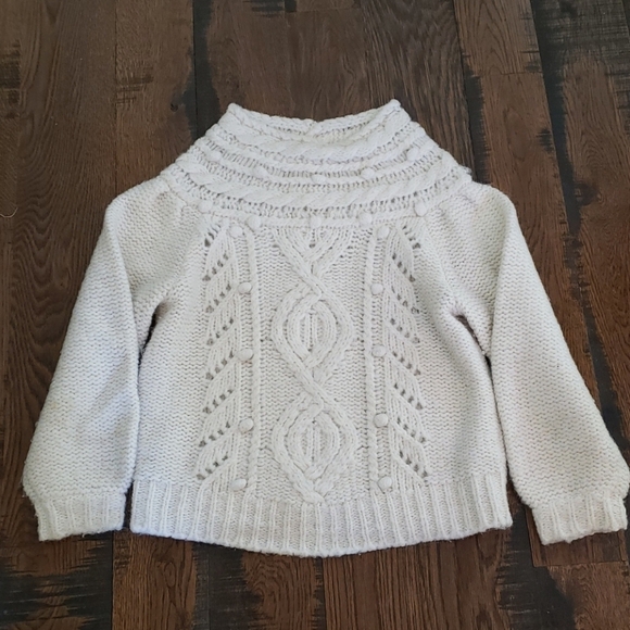 J Crew Pointelle pom-pom mockneck sweater AE989 - Picture 1 of 3